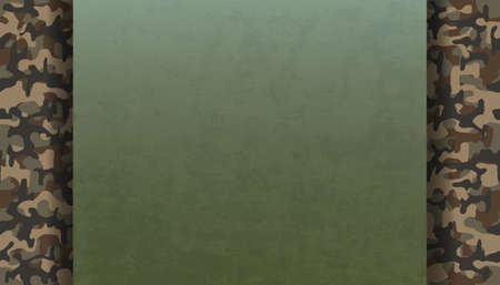 Green metal plate on military camouflage pattern. Vector background template for copy space.のイラスト素材