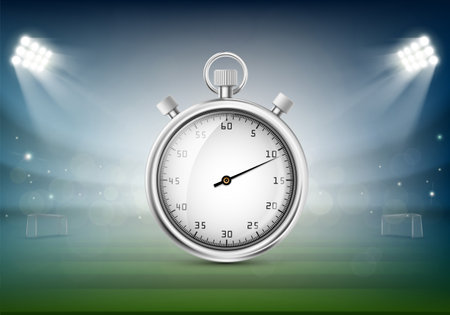 Sports stopwatch on the football field. Vector illustration.のイラスト素材
