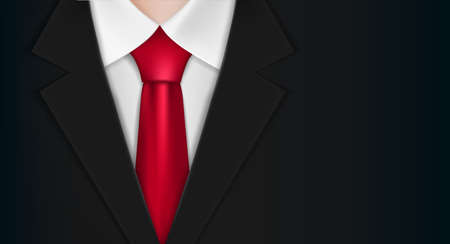 Businessman in a black suit and red tie. Background for business card. Vector illustrationのイラスト素材