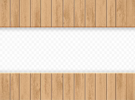 Wooden frame made of planks. Isolated on transparent background. Blank template for advertising. Vector illustrationのイラスト素材