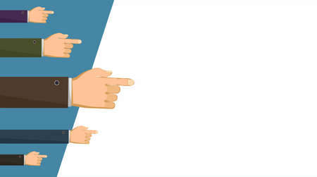 Businessmen hands point fingers on a white background. Vector illustration.のイラスト素材