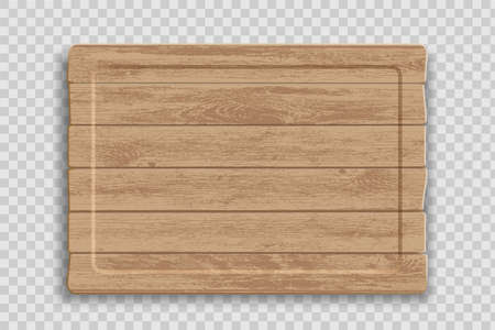 Wooden signboard template. Mockup isolated on transparent background. Vector illustrationのイラスト素材