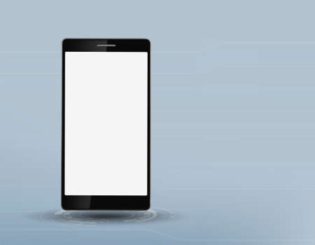 Phone with white blank screen. Technology background with place for text. Vector illustration.のイラスト素材