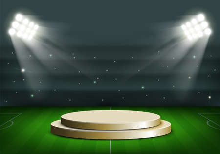 Golden winners podium at the sports stadium. Vector template.のイラスト素材