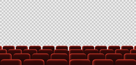 Red armchairs in the cinema. Template seats isolated on a transparent background. Vector illustration.のイラスト素材