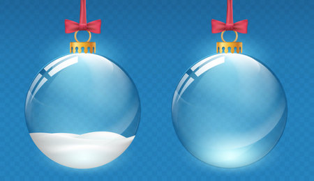 Vector glassy Christmas balls. Templates are isolated on a transparent background. Stock illustrationのイラスト素材