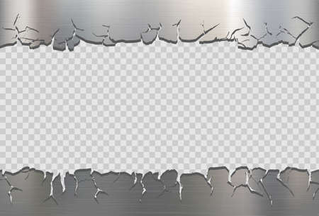 Hole on a metal plate. Vector frame template Isolated on transparent background. Place for text.のイラスト素材