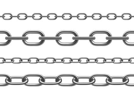 Set of metal chains. Seamless pattern isolated on white background. vector illustrationのイラスト素材