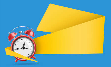 Ringing alarm clock with blank banner for your text. vector illustrationのイラスト素材