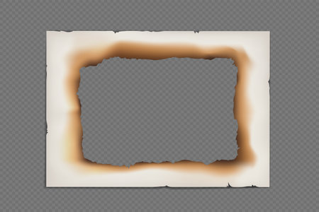 Frame paper with burnt center background. Vector Mockup isolated on transparent background.のイラスト素材