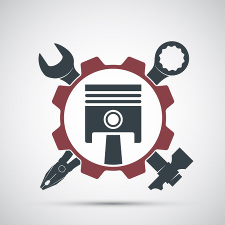 Car service logo with tools. auto repair shop icon. isolated on white background. vector illustration.のイラスト素材