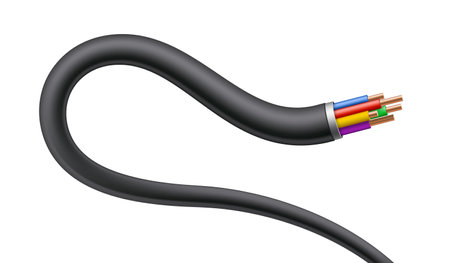 Curved Electrical wires or cable isolated on white background. vector illustrationのイラスト素材