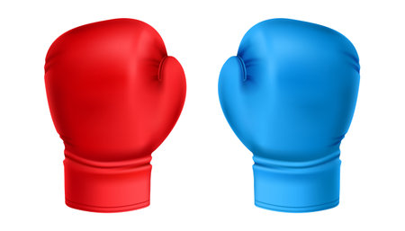 Boxing gloves red and blue isolated on white background. vector illustrationのイラスト素材