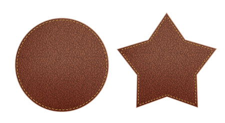 Vector leather tags or labels. Blank templates isolated on white background.のイラスト素材