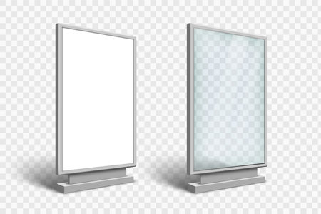 Street vertical billboard template. Advertising blank mockup lightbox. Vector backgroundのイラスト素材