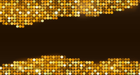 Bright shiny golden sequins with glitter background. Stock vector bannerのイラスト素材
