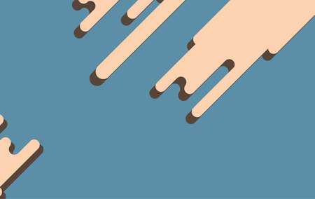 beige diagonal lines on a blue background. Flat design. bodily. fingersのイラスト素材