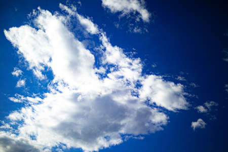 beautiful live white snowy fluffy clouds float over the city