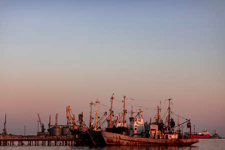 sunset sun on the shores of a huge ocean of clear water and a sandy azure beach. High quality photoの写真素材