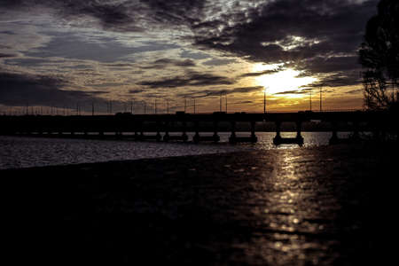 A bridge over a body of waterの写真素材