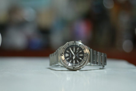 cool expensive watches from the new collection close-up on the table. High quality photoの写真素材