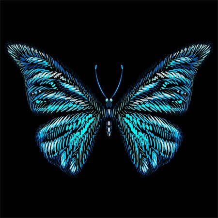 The Vector butterfly for tattoo or T-shirt design or outwear.  Cute print style butterfly background. This drawing is for black fabric or canvasのイラスト素材
