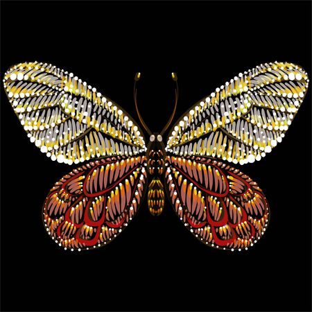 The Vector butterfly for tattoo or T-shirt design or outwear.  Cute print style butterfly background. This drawing is for black fabric or canvasのイラスト素材