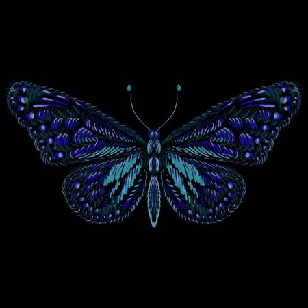 The Vector butterfly for tattoo or T-shirt design or outwear.  Cute print style butterfly background. This drawing is for black fabric or canvasのイラスト素材