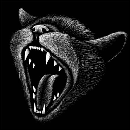The Vector cat for tattoo or T-shirt design or outwear. Cute print style cat background. This drawing would be nice to make on the black fabric or canvas.のイラスト素材