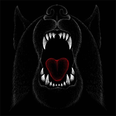 illustration dog  or wolf for tattoo or T-shirt design or outwear.  Cute print style dog  or wolf  background. This drawing would be nice to make on the black fabric or canvasのイラスト素材
