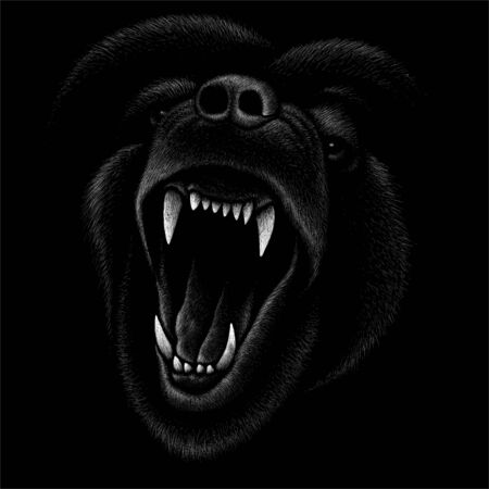 dog or wolf for tattoo or T-shirt design or outwear. Cute print style dog or wolf background.のイラスト素材