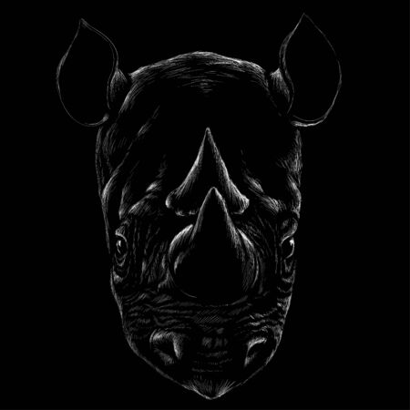 The Vector rhinoceros for T-shirt design or outwear. Hunting tattoo rhinoceros  style backgroundのイラスト素材