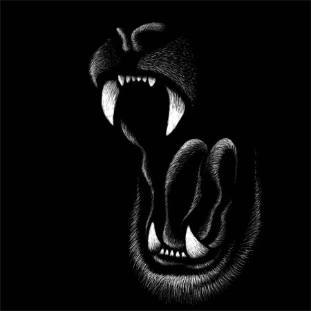 dog  or wolf for tattoo or T-shirt design or outwear.  Cute print style dog  or wolf  background. This drawing would be nice to make on the black fabric or canvasのイラスト素材