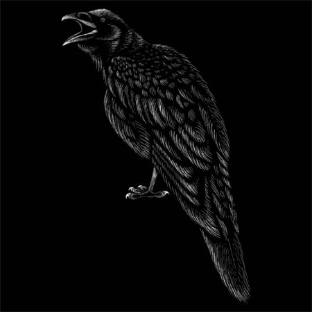 The Vector logo bird for tattoo or T-shirt design or outwear.  Hunting style eagle background. This drawing is for black fabric or canvasのイラスト素材