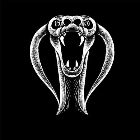 The Vector logo snake cobra for tattoo or T-shirt design or outwear. Cute print style yhe serpent day backgroundのイラスト素材