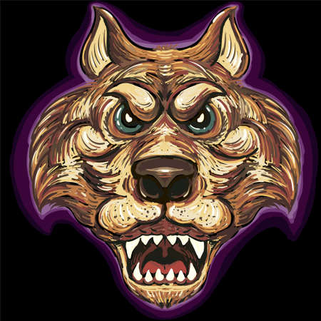 The Vector logo dog or wolf for tattoo or T-shirt design or outwear. Cute print style dog or wolf...