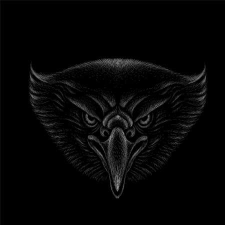 The Vector logo eagle for tattoo or T-shirt design or outwear. Hunting style eagle background. This hand drawing is for black fabric or canvas.のイラスト素材