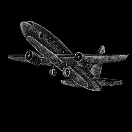 The Vector plane for tattoo or T-shirt design or outwear. Cute print style plane background. This hand drawing would be nice to make on the black fabric or canvasのイラスト素材