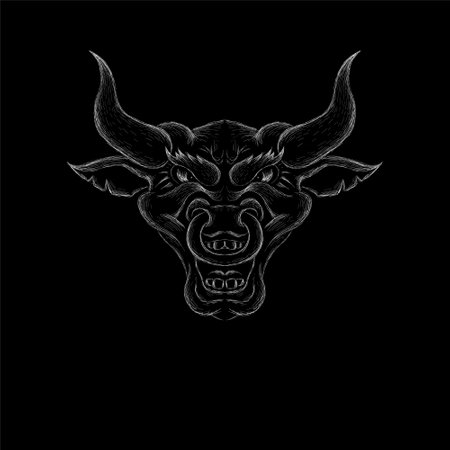 The Vector bull for T-shirt design or outwear. Hunting style bull background.のイラスト素材