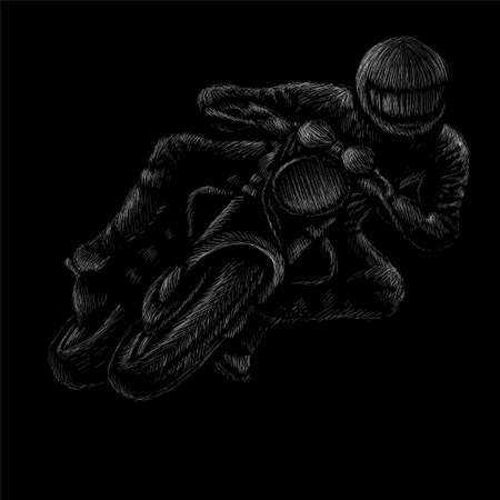 motorcycle vector art illustration T-shirt apparel tattoo design or outwear. Cute print style motorcycle background.のイラスト素材