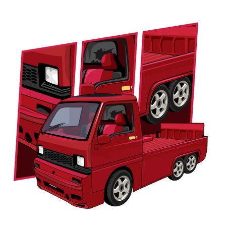 illustration vector graphic of modified pickups perfect for t-shirt design, and posterのイラスト素材