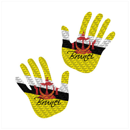 Hand drawn vector illustration with brunei flag pattern great for poster, magazine and web designのイラスト素材