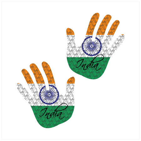 Hand drawn vector illustration with India flag pattern great for poster, magazine and web designのイラスト素材
