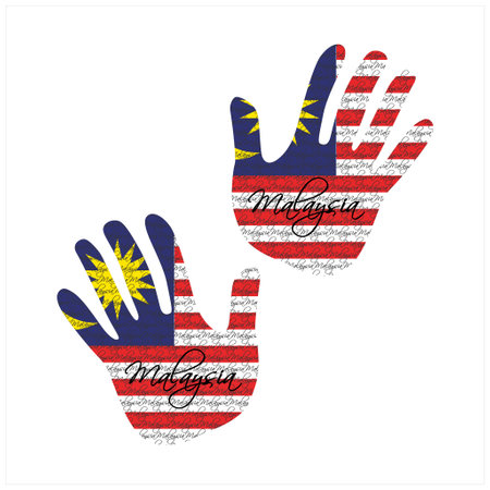 Hand drawn vector illustration with Malaysia flag pattern great for poster, magazine and web designのイラスト素材