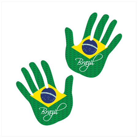 Hand drawn vector illustration with brazil flag pattern great for poster, magazine and web designのイラスト素材