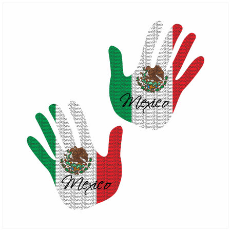 Hand drawn vector illustration with mexico flag pattern great for poster, magazine and web designのイラスト素材