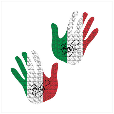 Hand drawn vector illustration with italy flag pattern great for poster, magazine and web designのイラスト素材