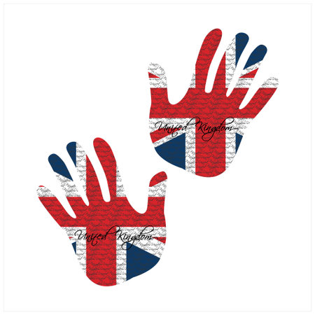 Hand drawn vector illustration with united kingdom flag pattern great for poster, magazine and web designのイラスト素材