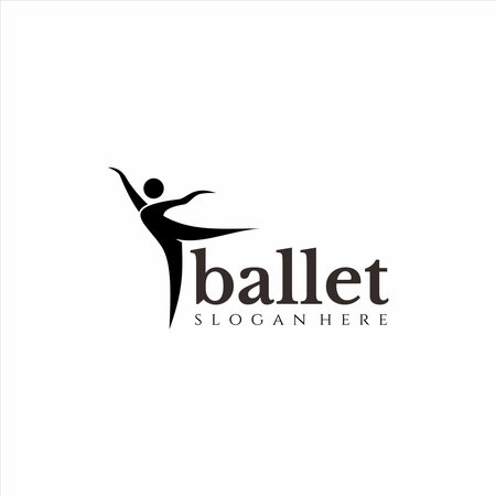 ballet logo silhouette concept design suitable for logo on ballet school, ballet dance studioのイラスト素材