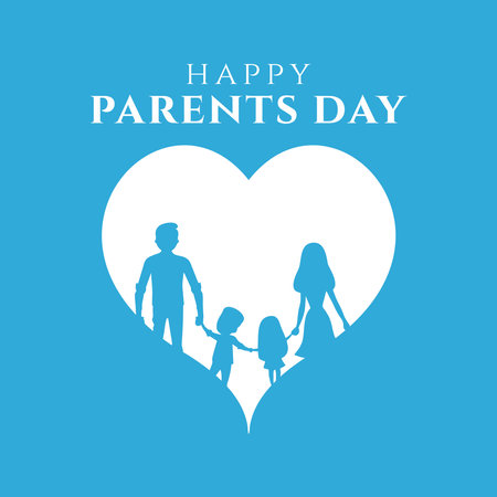 happy parents day greeting card template vector design background illustration with flat style suitable for greeting card design on parents day event like social media post design, poster designのイラスト素材
